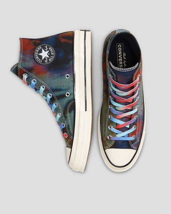 Converse Chuck 70 Plaid Tie Dye Höga Sneakers Svarta | CV-149OXB