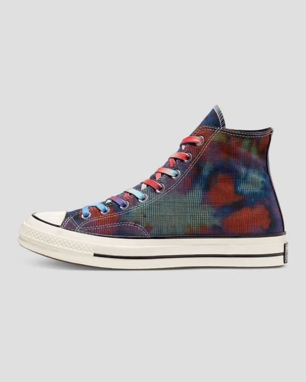 Converse Chuck 70 Plaid Tie Dye Höga Sneakers Svarta | CV-895ESM