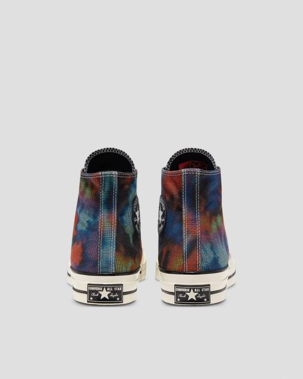 Converse Chuck 70 Plaid Tie Dye Höga Sneakers Svarta | CV-895ESM