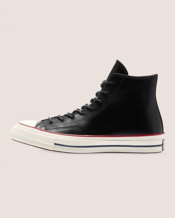 Converse Chuck 70 Premium Läder Höga Sneakers Svarta | CV-187AZY