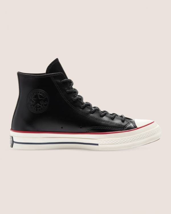 Converse Chuck 70 Premium Läder Höga Sneakers Svarta | CV-187AZY