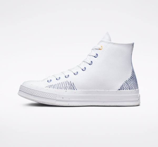 Converse Chuck 70 Stitched Höga Sneakers Vita Indigo | CV-309SDX