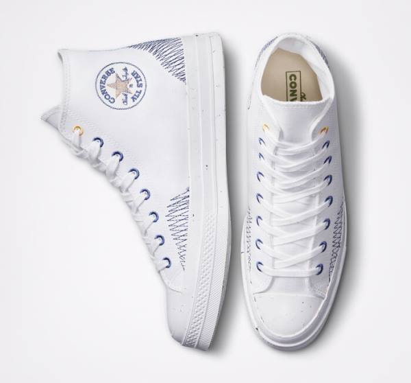 Converse Chuck 70 Stitched Höga Sneakers Vita Indigo | CV-309SDX