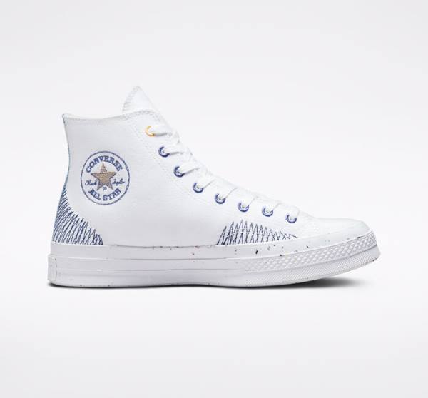 Converse Chuck 70 Stitched Höga Sneakers Vita Indigo | CV-309SDX