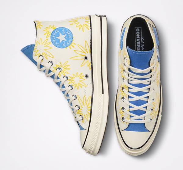 Converse Chuck 70 Sunny Floral Höga Sneakers Blå | CV-591RKZ