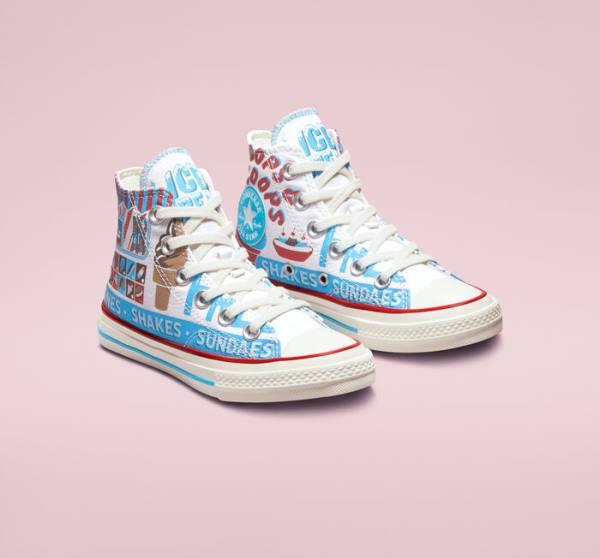 Converse Chuck 70 Sweet Scoops Höga Sneakers Vita Blå Röda | CV-498HVP