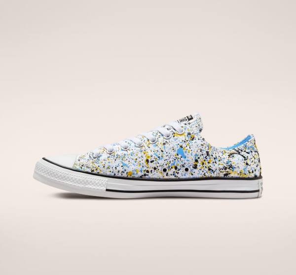 Converse Chuck Taylor All Star Archive Paint Splatter Låga Sneakers Vita Blå | CV-048QJV