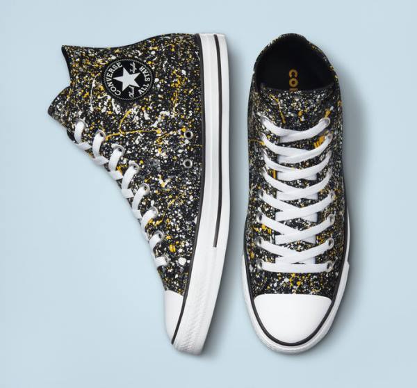 Converse Chuck Taylor All Star Archive Paint Splatter Höga Sneakers Svarta Vita | CV-187GUB