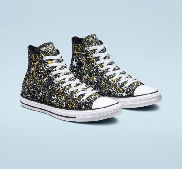 Converse Chuck Taylor All Star Archive Paint Splatter Höga Sneakers Svarta Vita | CV-187GUB