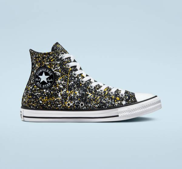 Converse Chuck Taylor All Star Archive Paint Splatter Höga Sneakers Svarta Vita | CV-187GUB