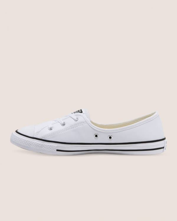 Converse Chuck Taylor All Star Ballet Spets Faux Läder Slip Låga Sneakers Vita | CV-431UNT