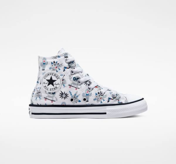 Converse Chuck Taylor All Star Creatures Höga Sneakers Vita Grå Blå | CV-123UFE