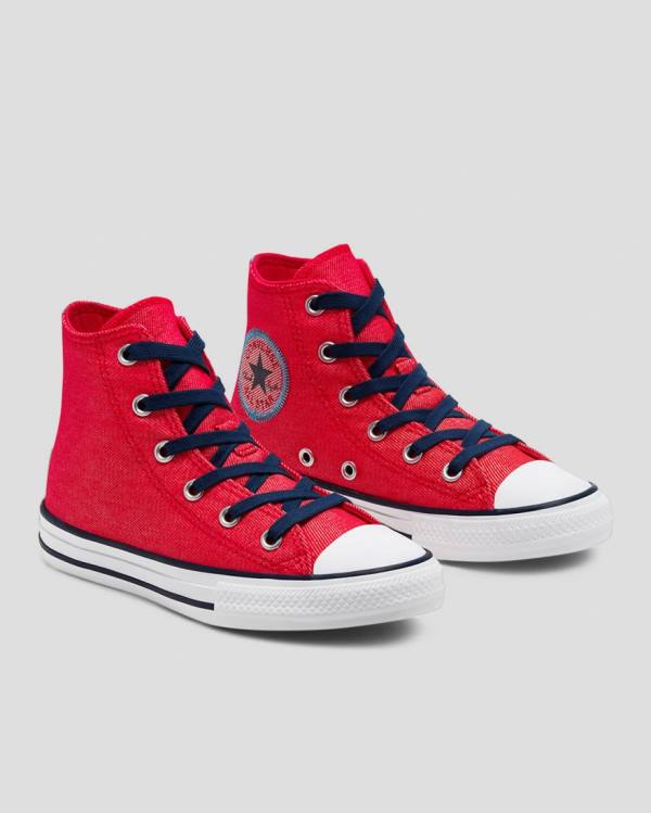 Converse Chuck Taylor All Star Denim Reverse Twill Höga Sneakers Röda | CV-684DPY