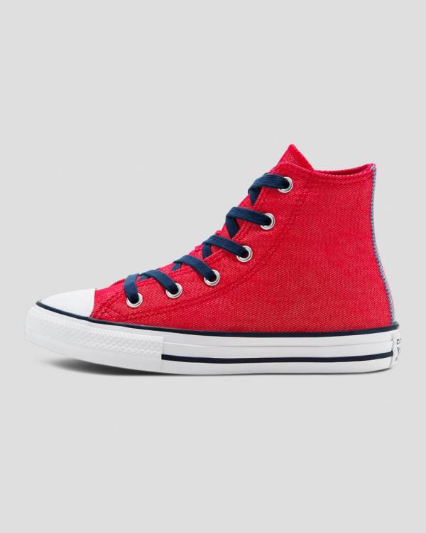 Converse Chuck Taylor All Star Denim Reverse Twill Höga Sneakers Röda | CV-684DPY