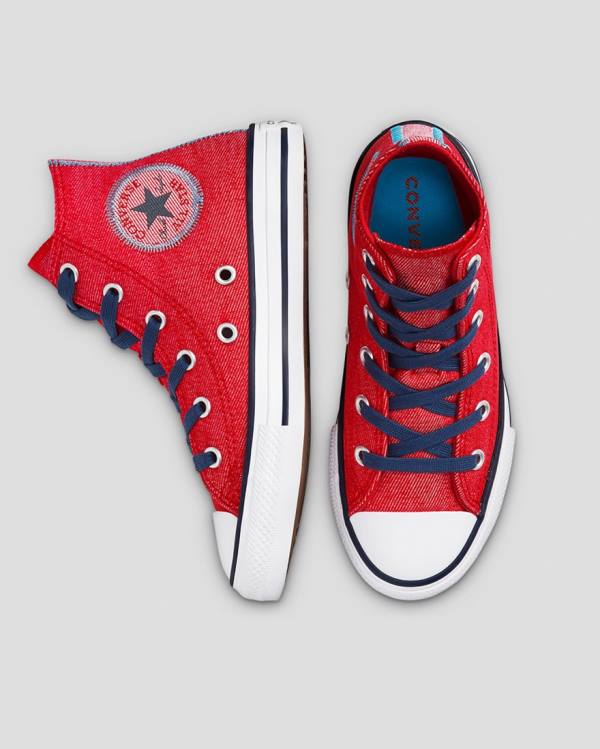 Converse Chuck Taylor All Star Denim Reverse Twill Höga Sneakers Röda | CV-684DPY