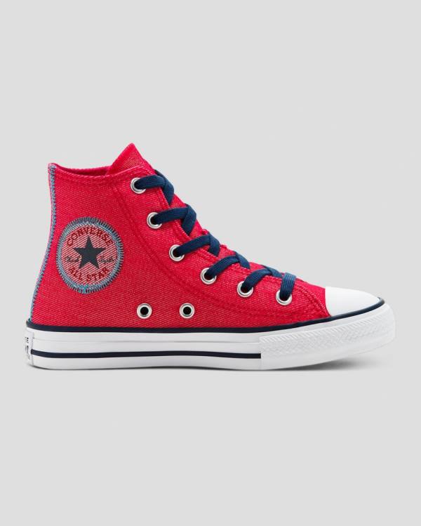 Converse Chuck Taylor All Star Denim Reverse Twill Höga Sneakers Röda | CV-684DPY