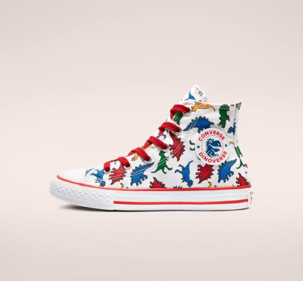 Converse Chuck Taylor All Star Dinoverse Höga Sneakers Vita Röda Blå | CV-306UNJ