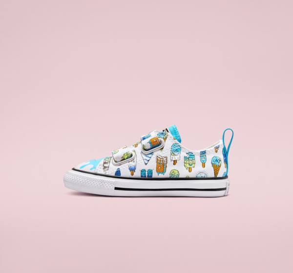 Converse Chuck Taylor All Star Easy-On Frozen Treats Låga Sneakers Vita Blå Ljusgröna | CV-086AVP