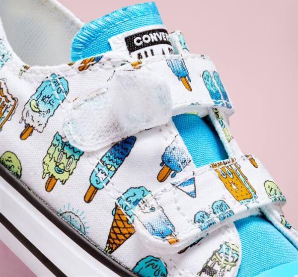 Converse Chuck Taylor All Star Easy-On Frozen Treats Låga Sneakers Vita Blå Ljusgröna | CV-086AVP