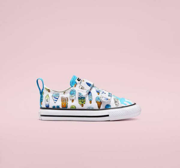 Converse Chuck Taylor All Star Easy-On Frozen Treats Låga Sneakers Vita Blå Ljusgröna | CV-086AVP