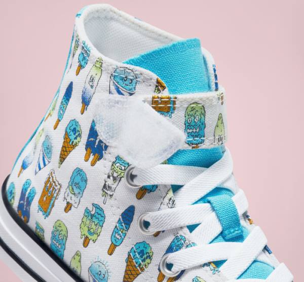 Converse Chuck Taylor All Star Easy-On Frozen Treats Höga Sneakers Vita Blå Ljusgröna | CV-254YGZ