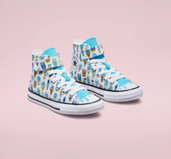 Converse Chuck Taylor All Star Easy-On Frozen Treats Höga Sneakers Vita Blå Ljusgröna | CV-254YGZ