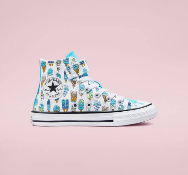 Converse Chuck Taylor All Star Easy-On Frozen Treats Höga Sneakers Vita Blå Ljusgröna | CV-254YGZ