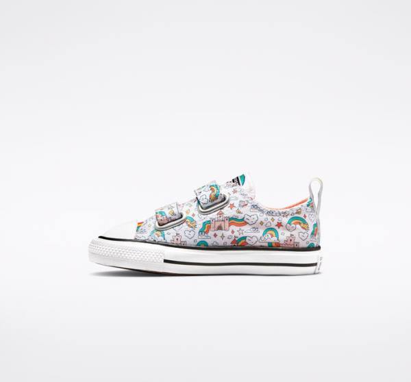 Converse Chuck Taylor All Star Easy-On Rainbow Castles Låga Sneakers Vita Rosa Turkos | CV-230BGP