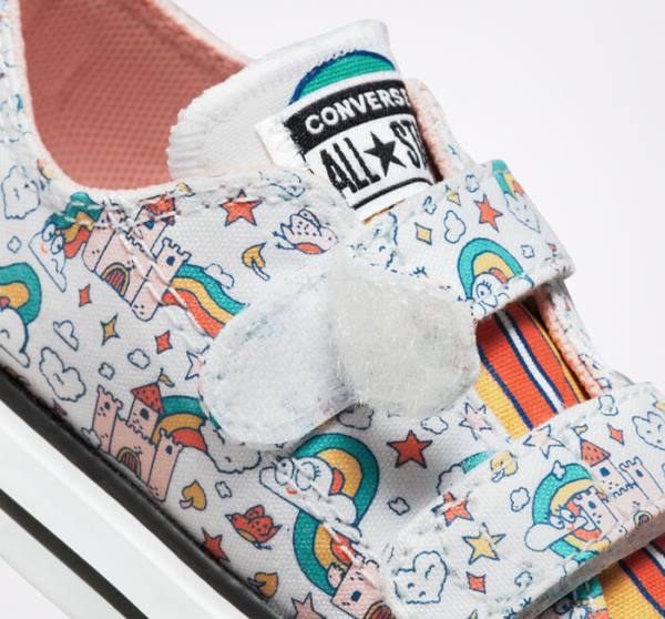 Converse Chuck Taylor All Star Easy-On Rainbow Castles Låga Sneakers Vita Rosa Turkos | CV-230BGP