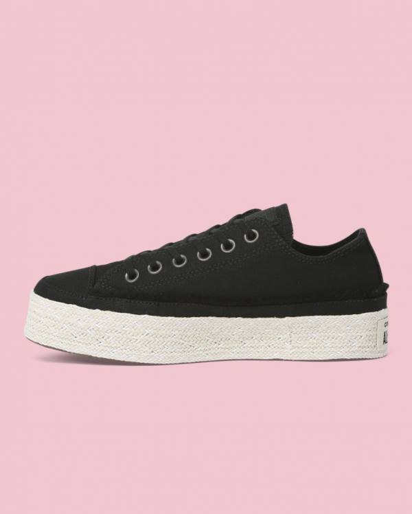 Converse Chuck Taylor All Star Espadrille Platform Låga Sneakers Svarta | CV-398FAX