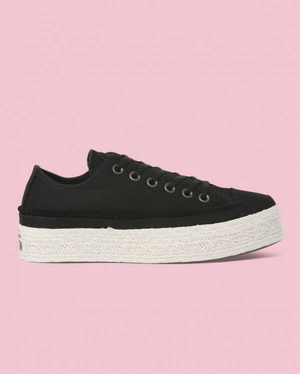 Converse Chuck Taylor All Star Espadrille Platform Låga Sneakers Svarta | CV-398FAX