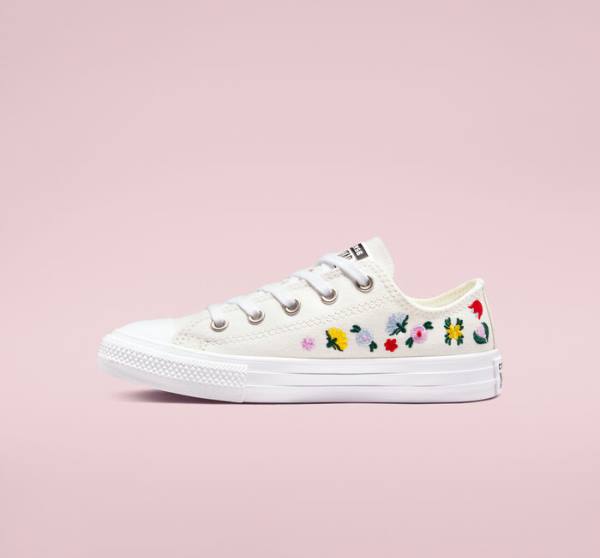 Converse Chuck Taylor All Star Floral Embroidery Låga Sneakers Vita Vita | CV-807RJH