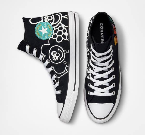 Converse Chuck Taylor All Star Floral Höga Sneakers Svarta Vita Ljus | CV-716ANO