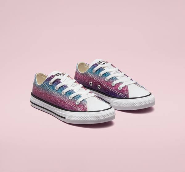 Converse Chuck Taylor All Star Glitter Drip Låga Sneakers Vita Beige Vita Lila | CV-583UBG