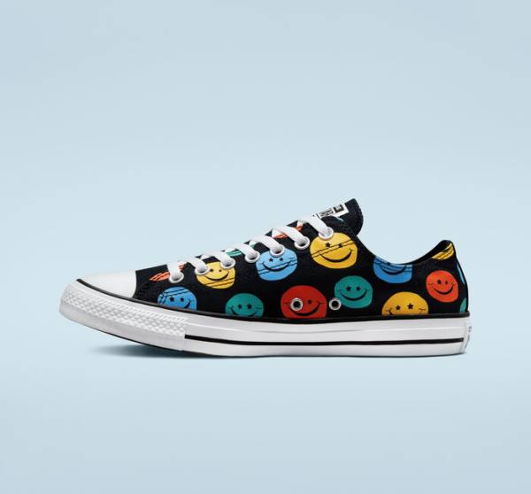 Converse Chuck Taylor All Star Happy Faces Låga Sneakers Svarta | CV-809ZHJ