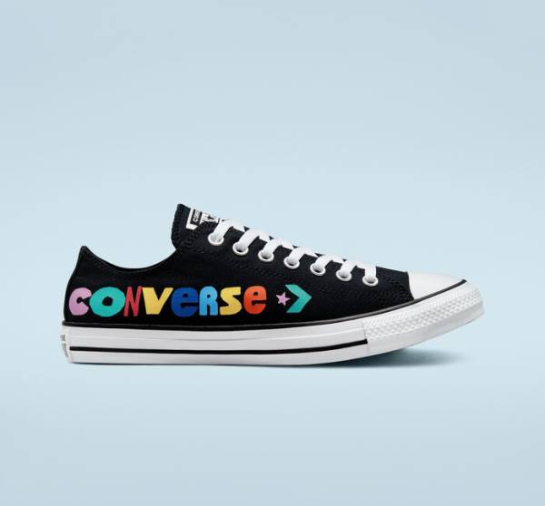 Converse Chuck Taylor All Star Happy Faces Låga Sneakers Svarta | CV-809ZHJ