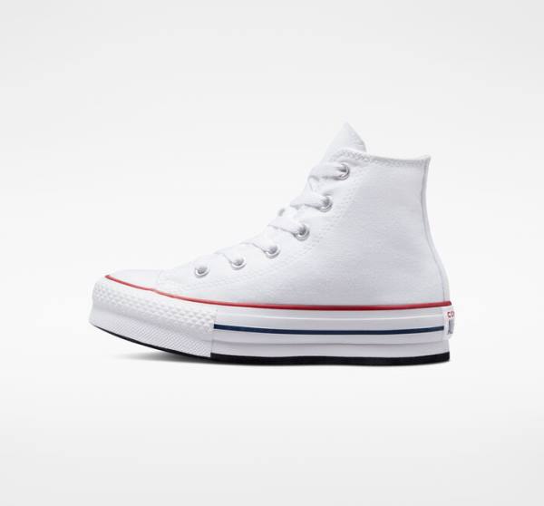 Converse Chuck Taylor All Star Lift Platform Höga Sneakers Vita Mörkröda Marinblå | CV-182TUC