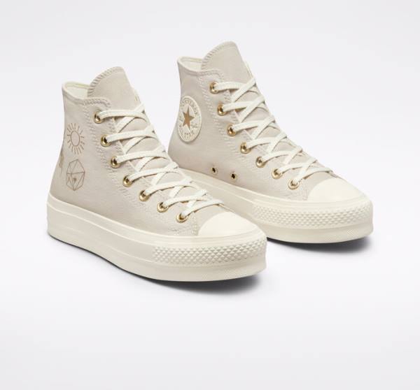 Converse Chuck Taylor All Star Lift Platform Golden Elements Höga Sneakers Bruna Ljusguld | CV-241ARE