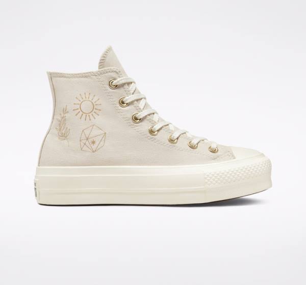 Converse Chuck Taylor All Star Lift Platform Golden Elements Höga Sneakers Bruna Ljusguld | CV-241ARE