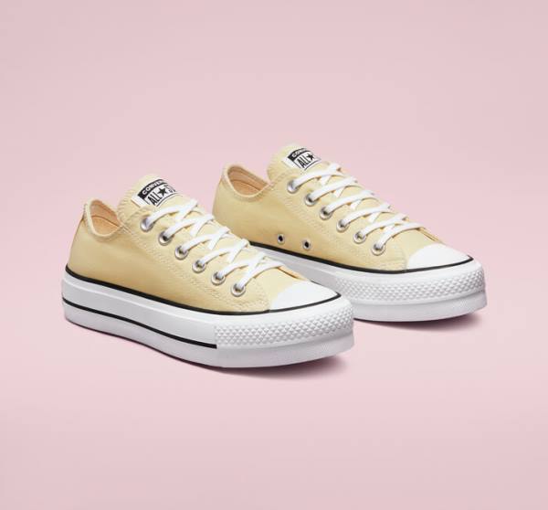 Converse Chuck Taylor All Star Lift Platform Seasonal Color Låga Sneakers Citron Svarta Vita | CV-429BMF