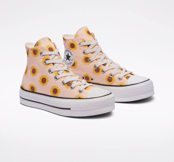 Converse Chuck Taylor All Star Lift Platform Summer Spirit Höga Sneakers Röda Vita | CV-631KHU