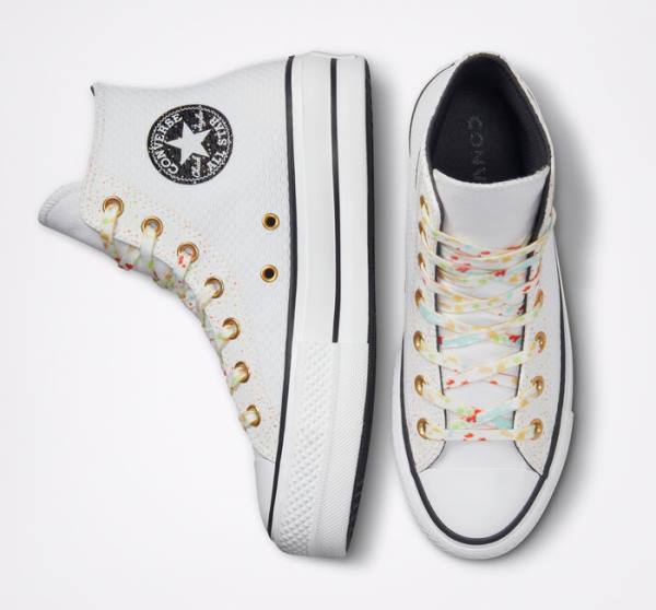 Converse Chuck Taylor All Star Lift Platform Splatter Höga Sneakers Vita Vita | CV-648YWZ