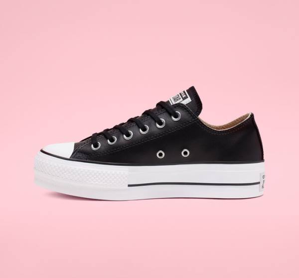 Converse Chuck Taylor All Star Lift Platform Läder Låga Sneakers Svarta Vita | CV-749RHS