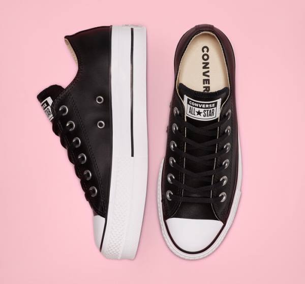 Converse Chuck Taylor All Star Lift Platform Läder Låga Sneakers Svarta Vita | CV-749RHS