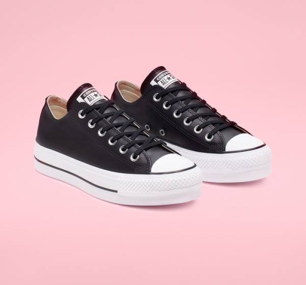 Converse Chuck Taylor All Star Lift Platform Läder Låga Sneakers Svarta Vita | CV-749RHS