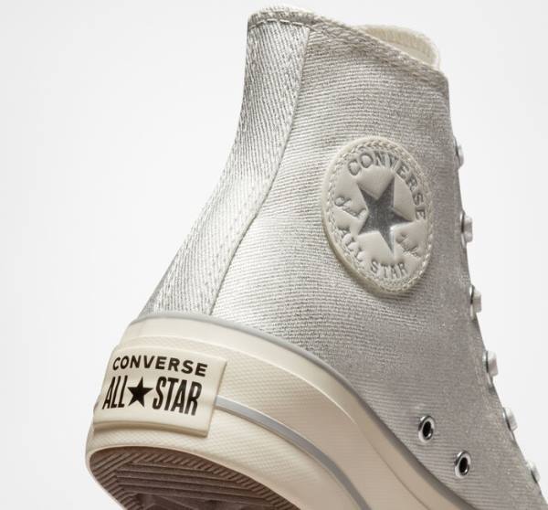 Converse Chuck Taylor All Star Lift Platform Metallic Twill Höga Sneakers Silver Silver | CV-752AHK