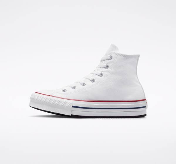 Converse Chuck Taylor All Star Lift Platform Höga Sneakers Vita Mörkröda Marinblå | CV-780HKB