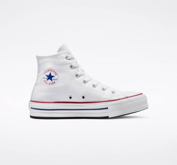 Converse Chuck Taylor All Star Lift Platform Höga Sneakers Vita Mörkröda Marinblå | CV-780HKB