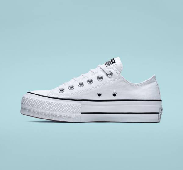 Converse Chuck Taylor All Star Lift Platform Canvas Låga Sneakers Vita Svarta Vita | CV-832VSD