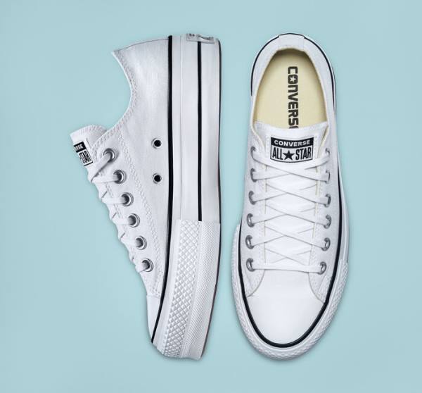 Converse Chuck Taylor All Star Lift Platform Canvas Låga Sneakers Vita Svarta Vita | CV-832VSD